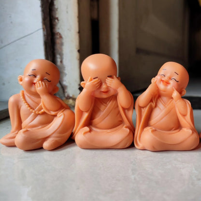 Set 3 Little Monk Buddha Spirits for Lucky