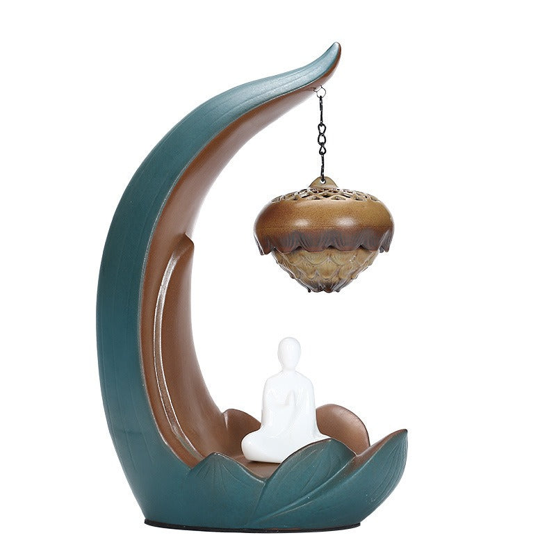 Zen Hanging Lotus Backflow Incense Burner LED Lamp