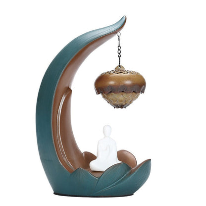 Zen Hanging Lotus Backflow Incense Burner LED Lamp